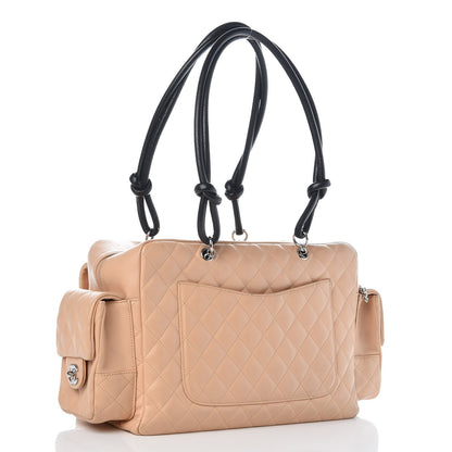 Chanel Calfskin Quilted Large Cambon Multipocket Reporter Beige Black 3 of 16