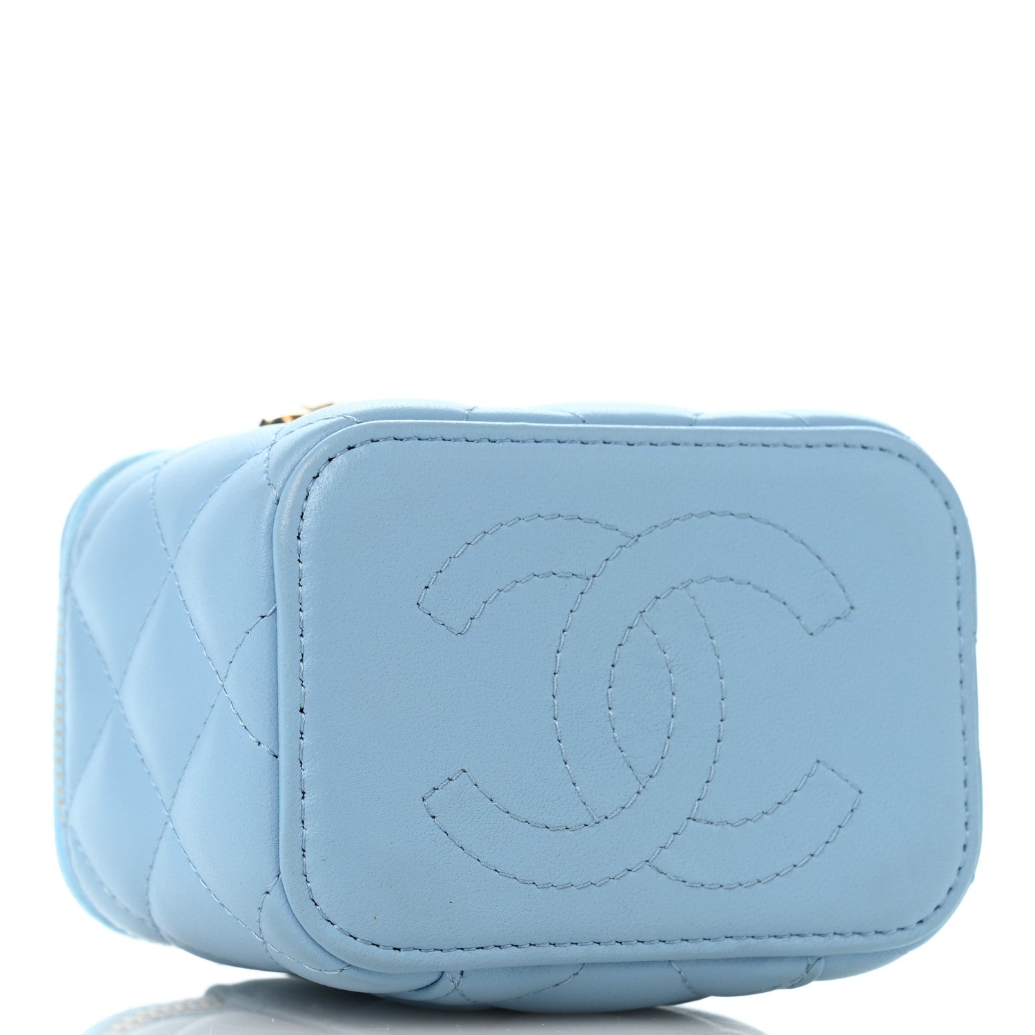 Chanel Lambskin Quilted Enamel Coco Mini Vanity Case With Chain Blue 3 of 10