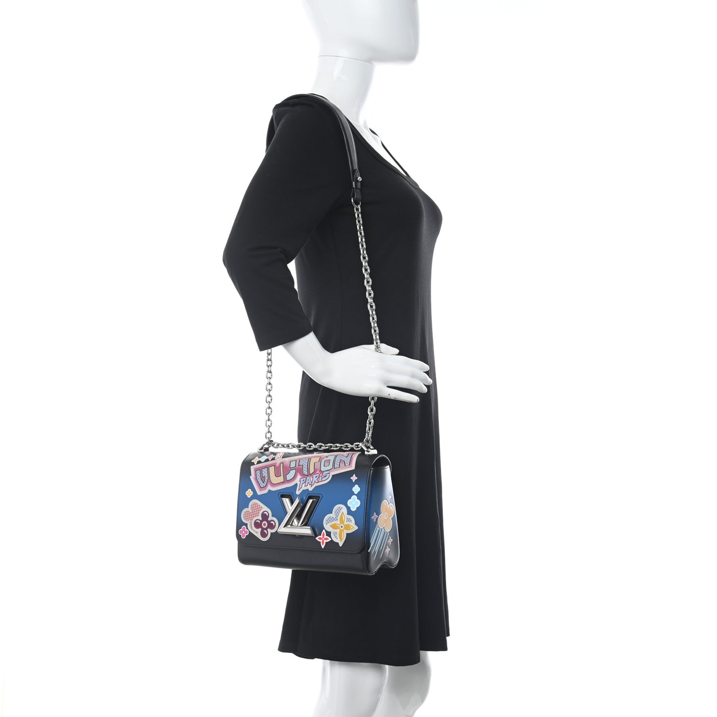 Epi Kawai Blossom Twist Shoulder Bag MM Black