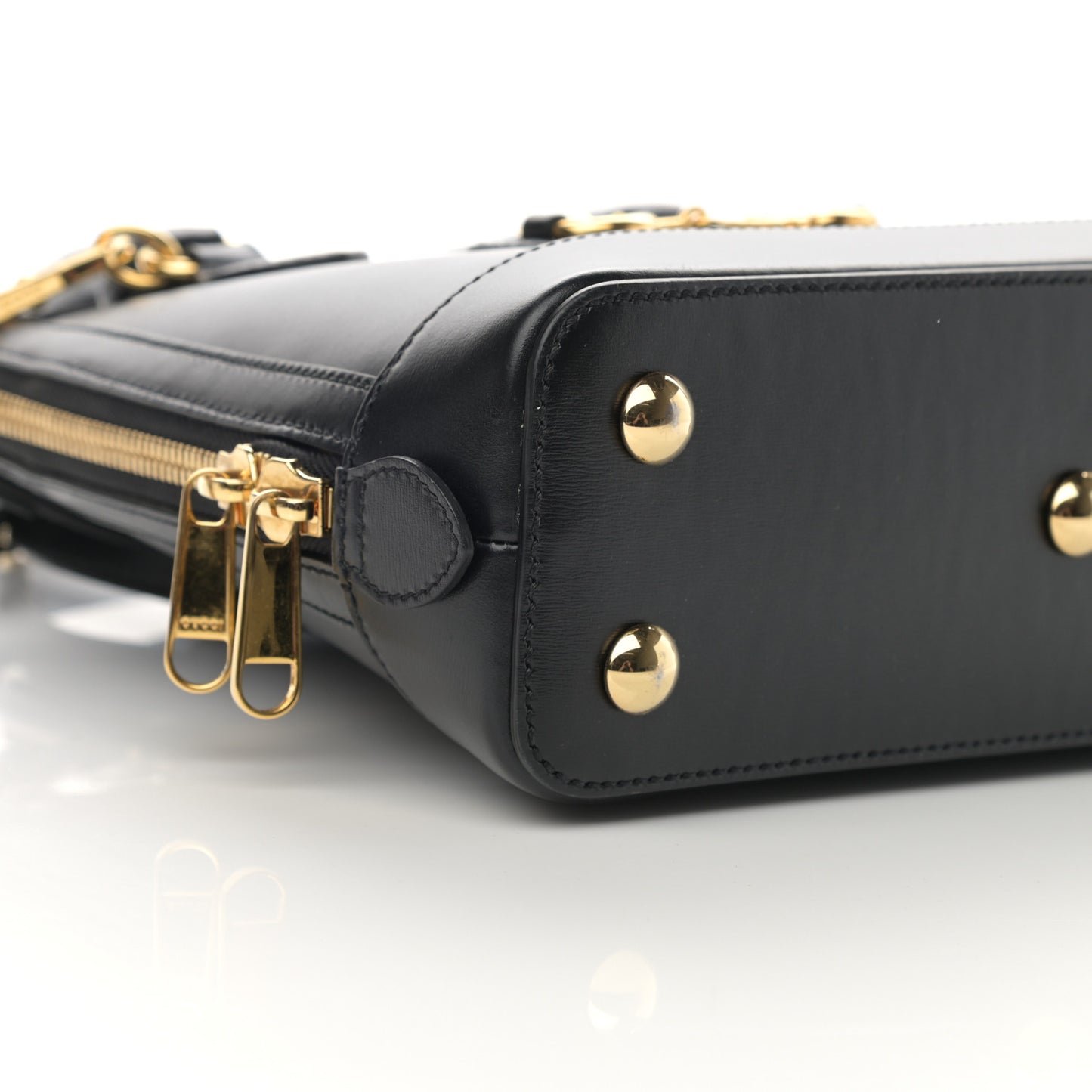 Boarded Plutone Calfskin Small Horsebit 1955 Top Handle Bag Black