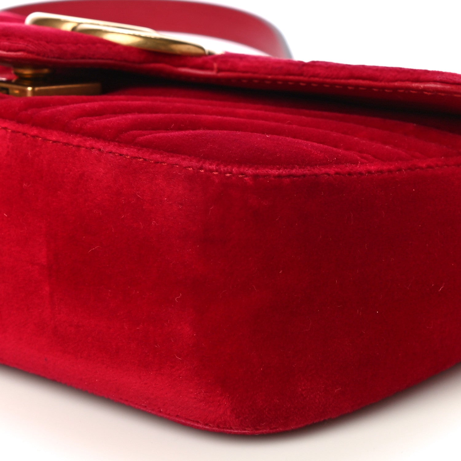 Gucci Velvet Matelasse Mini GG Marmont Shoulder Bag Hibiscus Red 11 of 17