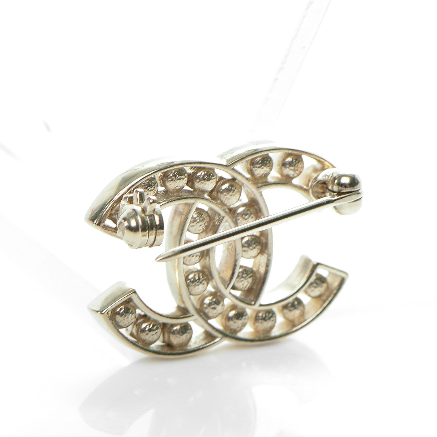 Chanel Pearl Crystal CC Brooch Gold 3 of 4