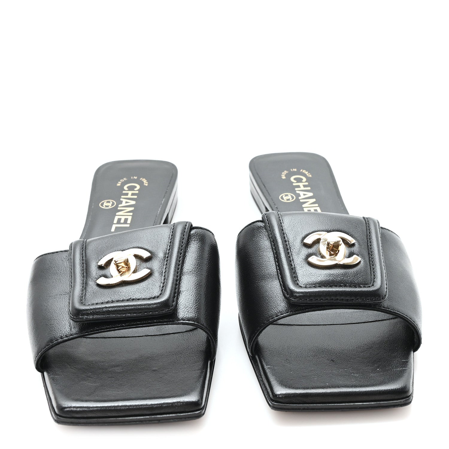 Chanel Lambskin CC Turnlock Mules 36.5 Black 3 of 9