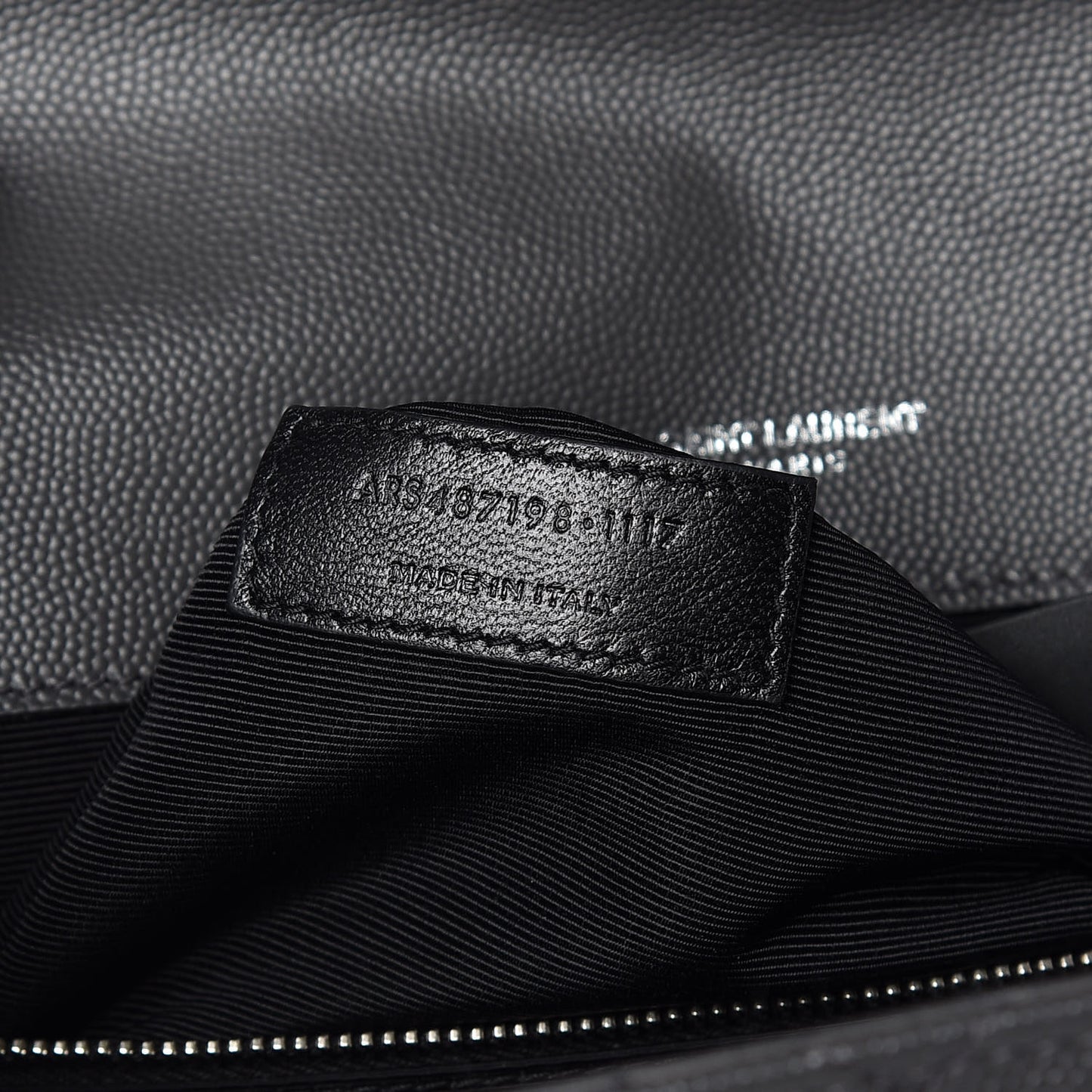 Grain De Poudre Matelasse Chevron Large Monogram Satchel Asphalt