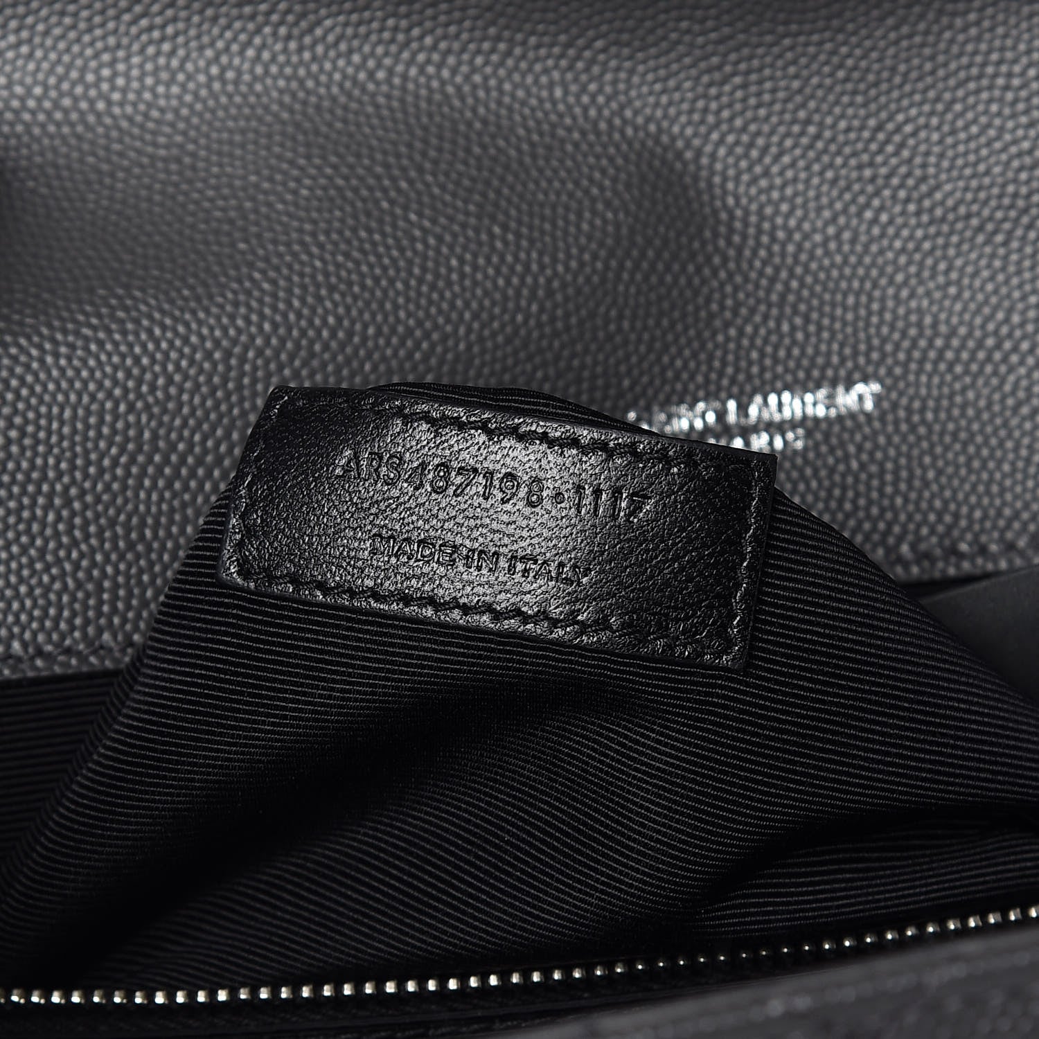 Saint Laurent Grain De Poudre Matelasse Chevron Large Monogram Satchel Asphalt 7 of 9