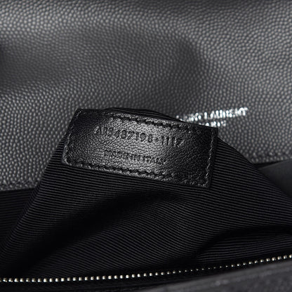Saint Laurent Grain De Poudre Matelasse Chevron Large Monogram Satchel Asphalt 7 of 9
