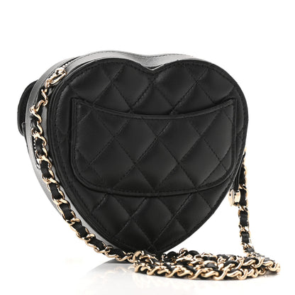 Chanel Lambskin Quilted CC In Love Heart Clutch With Chain Black 3 of 11