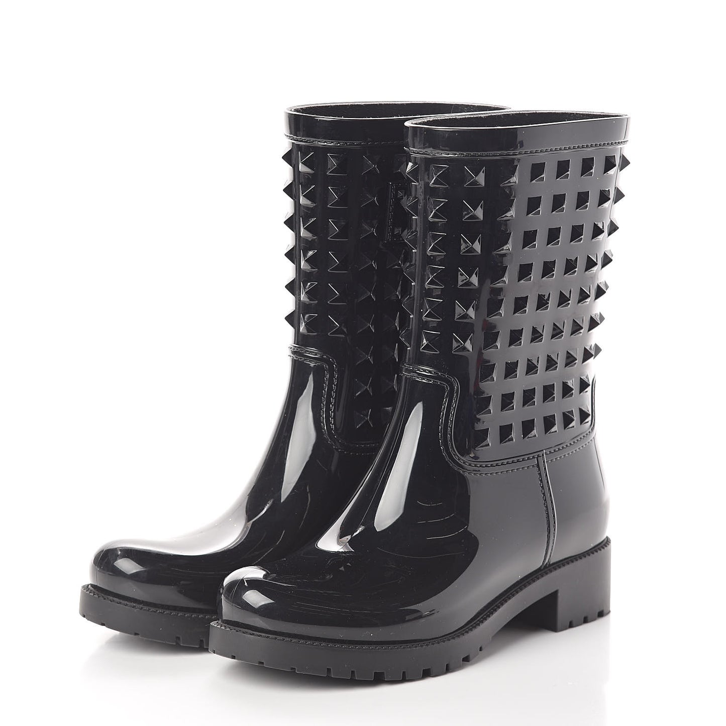 Rubber Rockstud Short Rainboots 38 Black