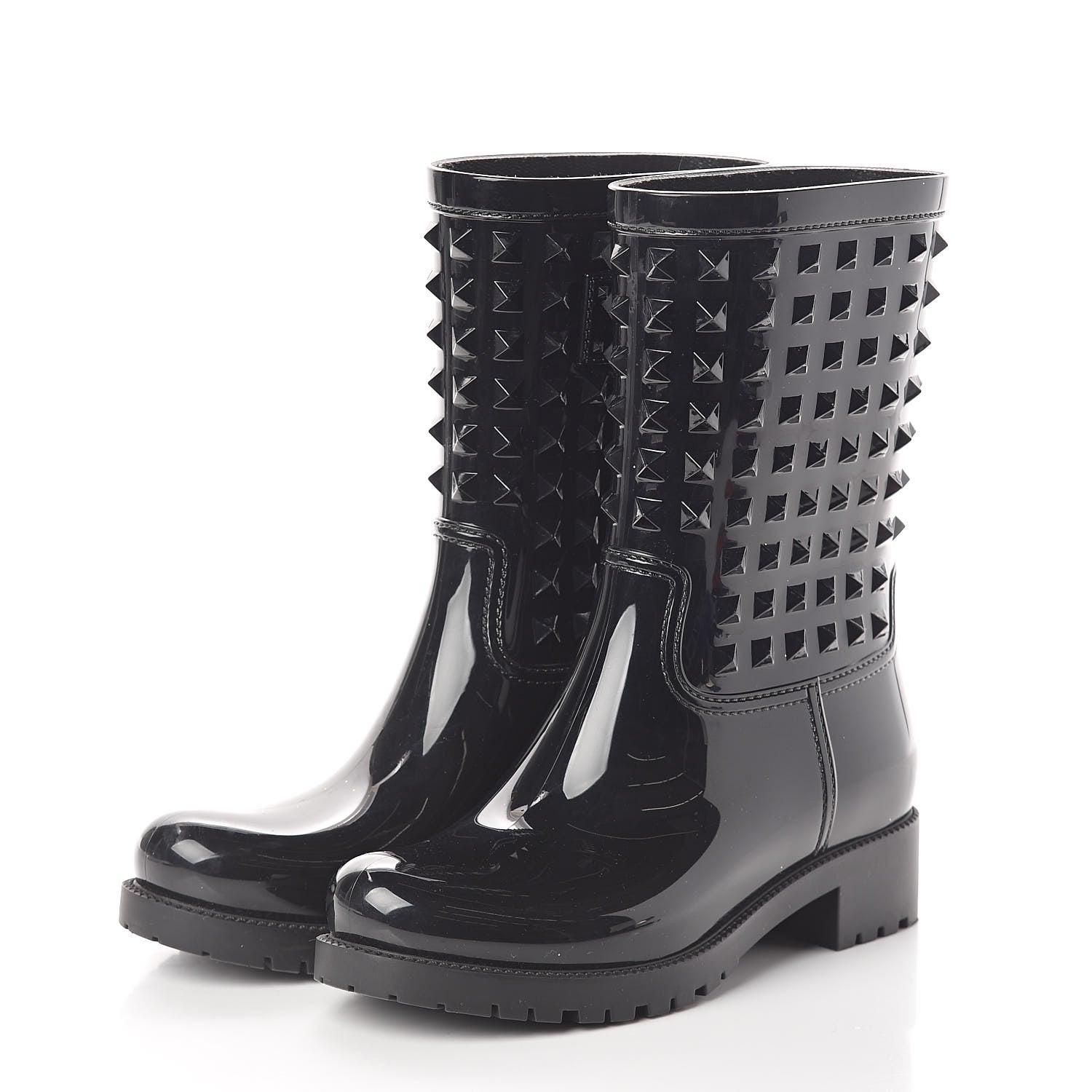 Valentino Garavani Rubber Rockstud Short Rainboots 38 Black 3 of 9
