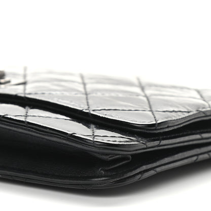 Chanel Distressed Patent Calfskin Quilted Reissue Wallet On Chain WOC Black 11 of 14