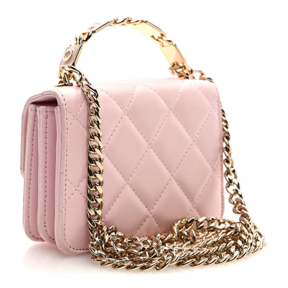 Chanel Lambskin Quilted Pick Me Up Clutch With Chain Pink 3 of 10