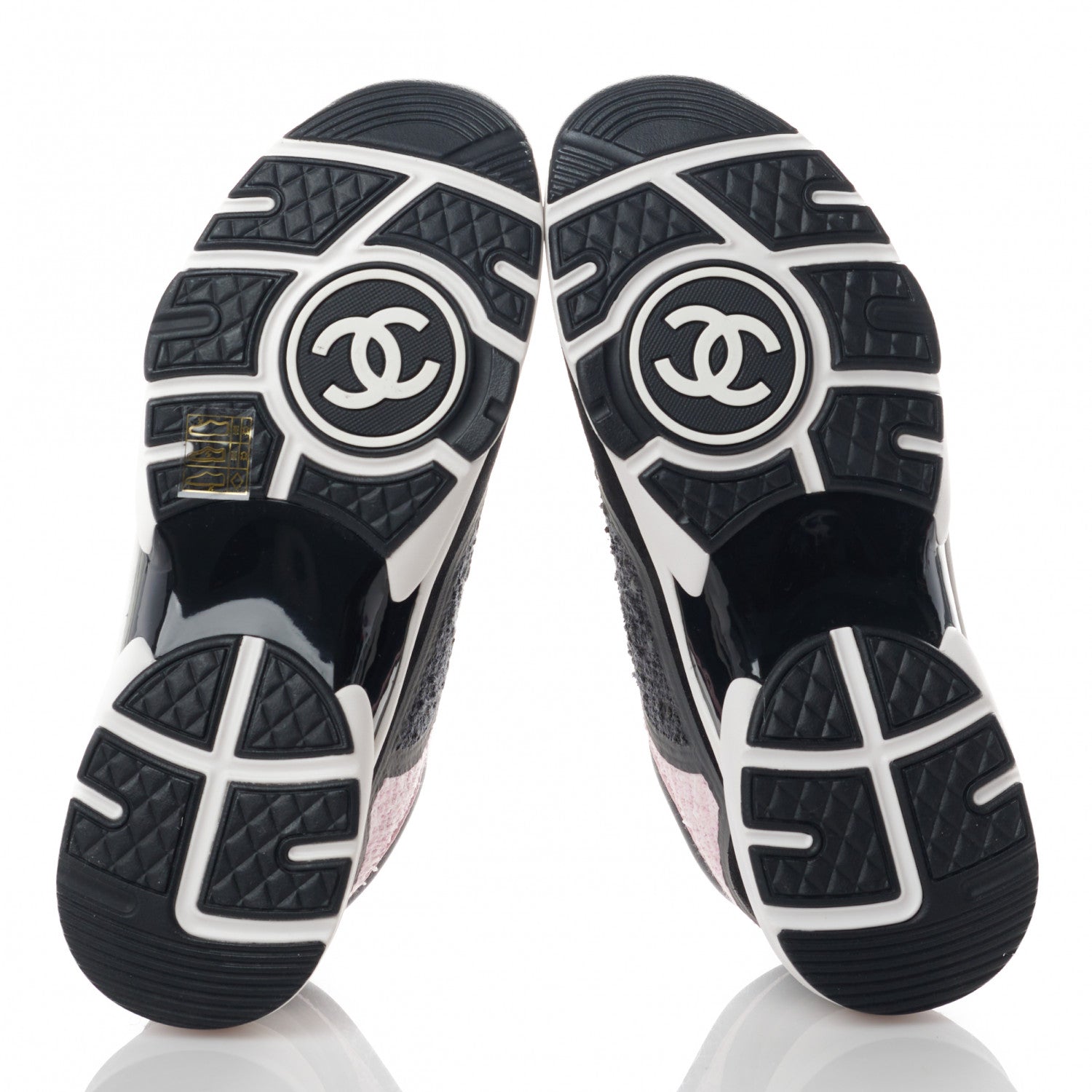Chanel Tweed Suede Calfskin CC Sneakers 38.5 Gray Pink 5 of 8