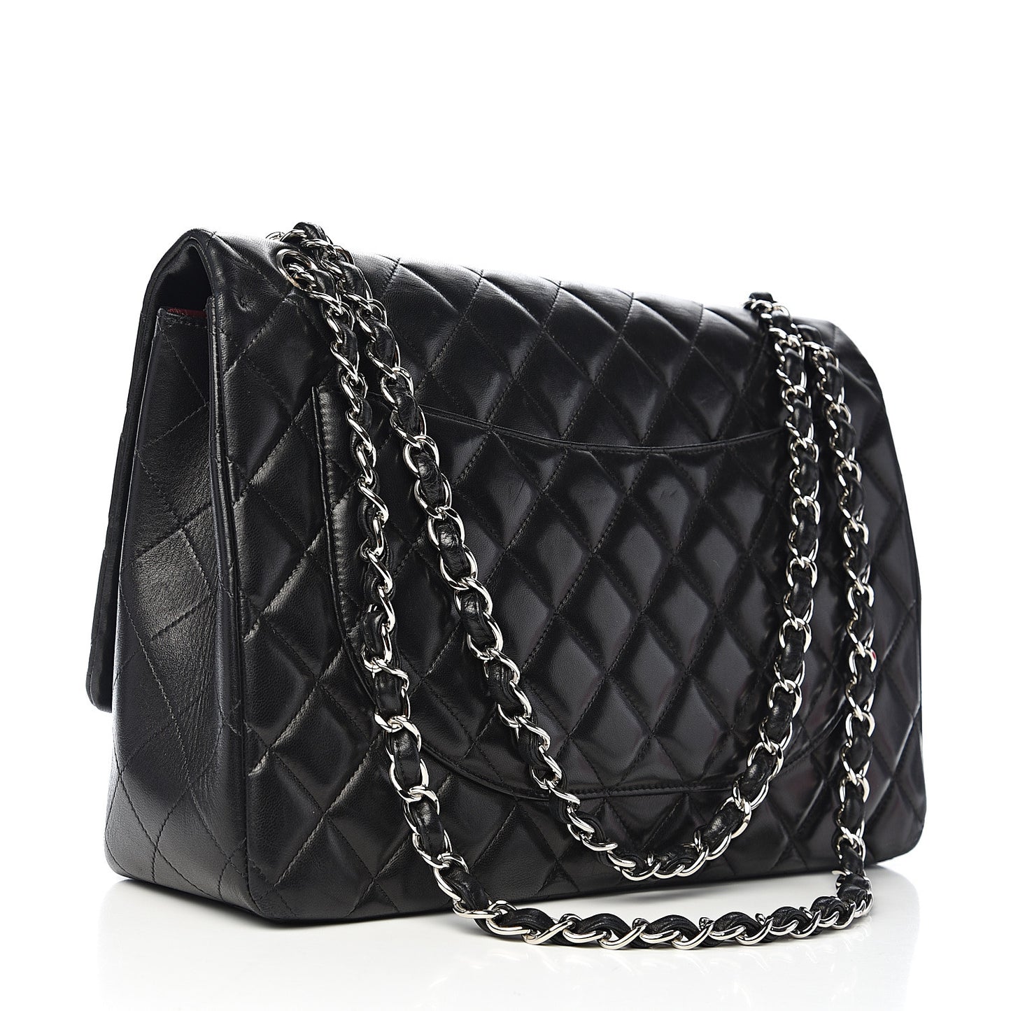 Lambskin Quilted Maxi Single Flap Black