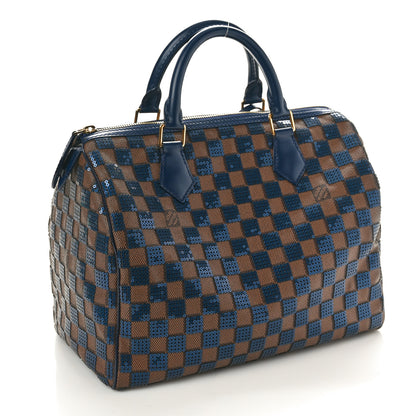 Louis Vuitton Damier Paillettes Speedy 30 Blue 3 of 9