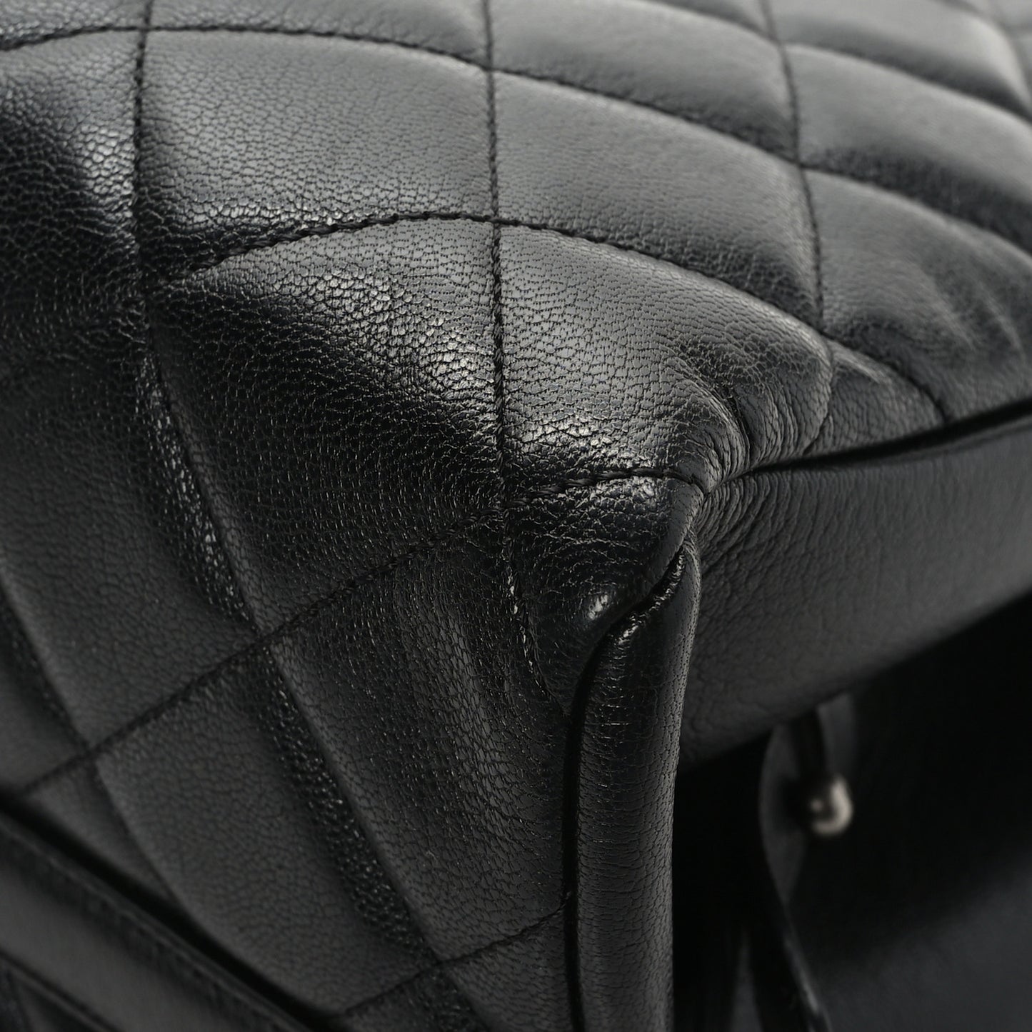 Metallic Goatskin Quilted Large City Rock Shopping Bag Black