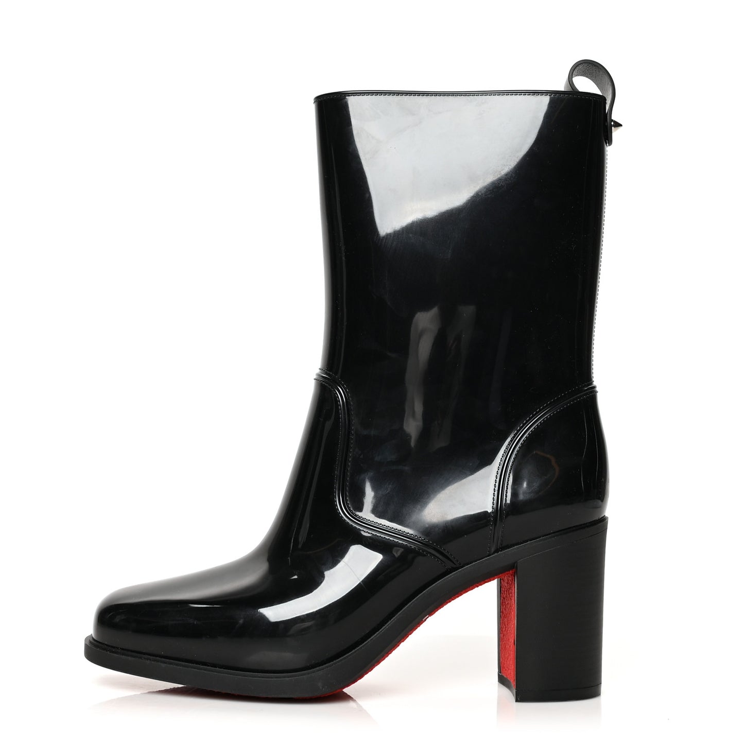 Recycled PVC Calfskin Loubirain 70 Boots 40 Black