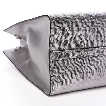Prada Saffiano Cuir Calfskin Medium Monochrome Top Handle Tote Cromo 8 of 11