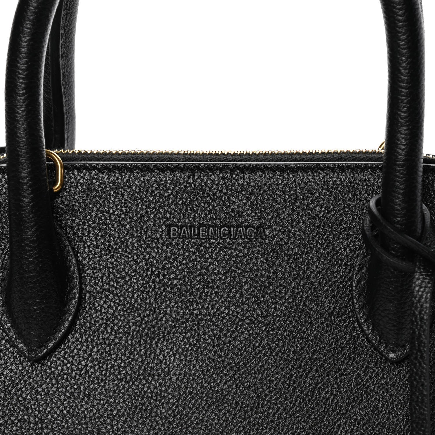 Balenciaga Grained Calfskin Logo S Ville Top Handle Bag Black White 6 of 6