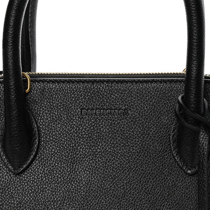 Balenciaga Grained Calfskin Logo S Ville Top Handle Bag Black White 6 of 6