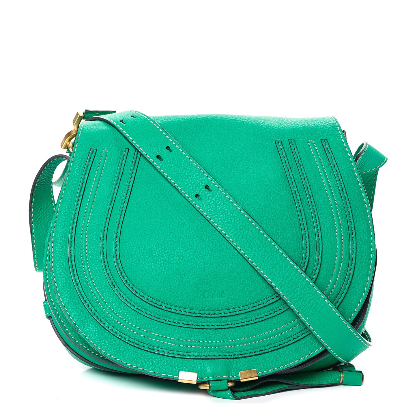Grained Calfskin Medium Marcie Saddle Bag Jade