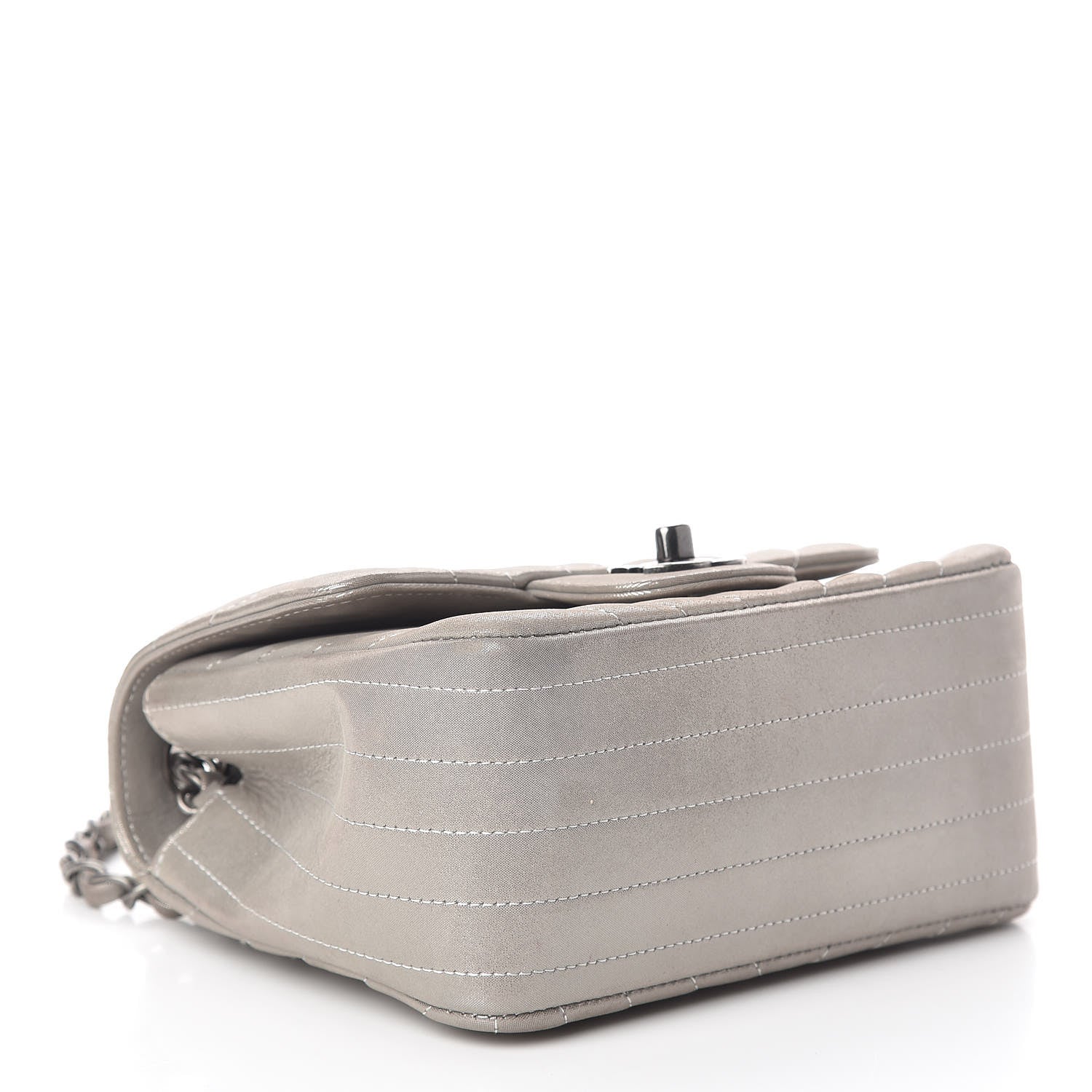 Chanel Iridescent Calfskin Chevron Quilted Mini Square Flap Silver 4 of 11