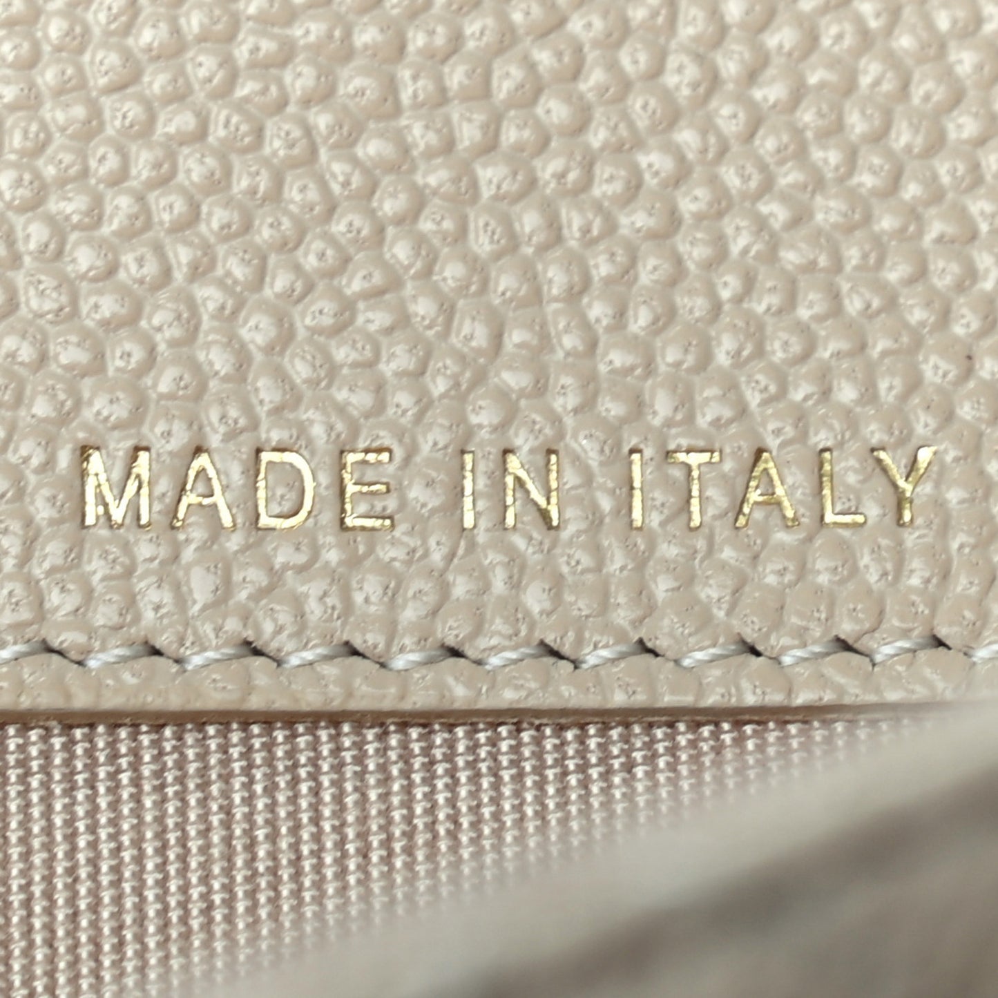 Caviar Quilted Medium Golden Class Pouch Beige