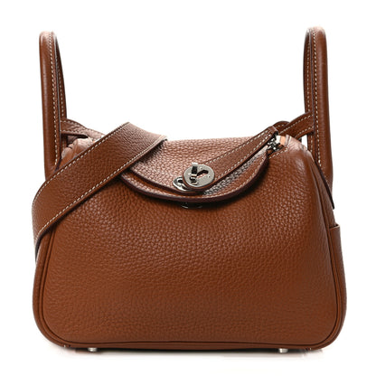 Hermes Taurillon Clemence Mini Lindy 20 Gold 1 of 13