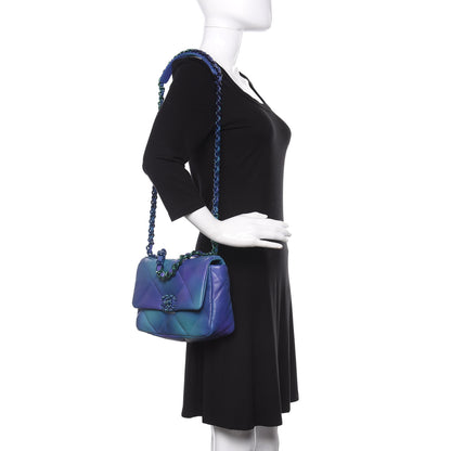 Chanel Tie Dye Calfskin Quilted Medium 19 Flap Blue Purple 2 of 10
