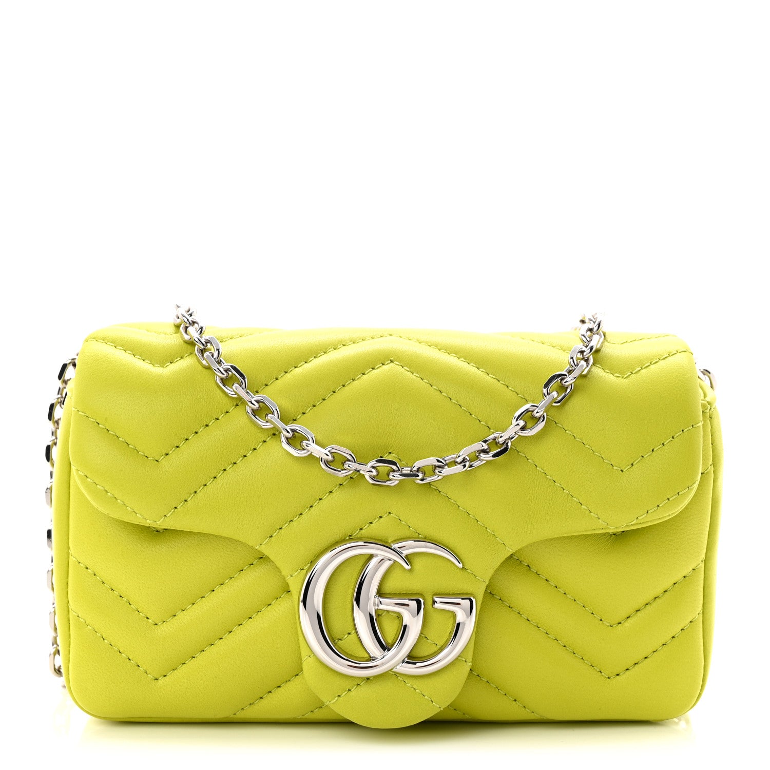 Gucci Lambskin Matelasse Mini GG Marmont Shoulder Bag Firefly 1 of 10