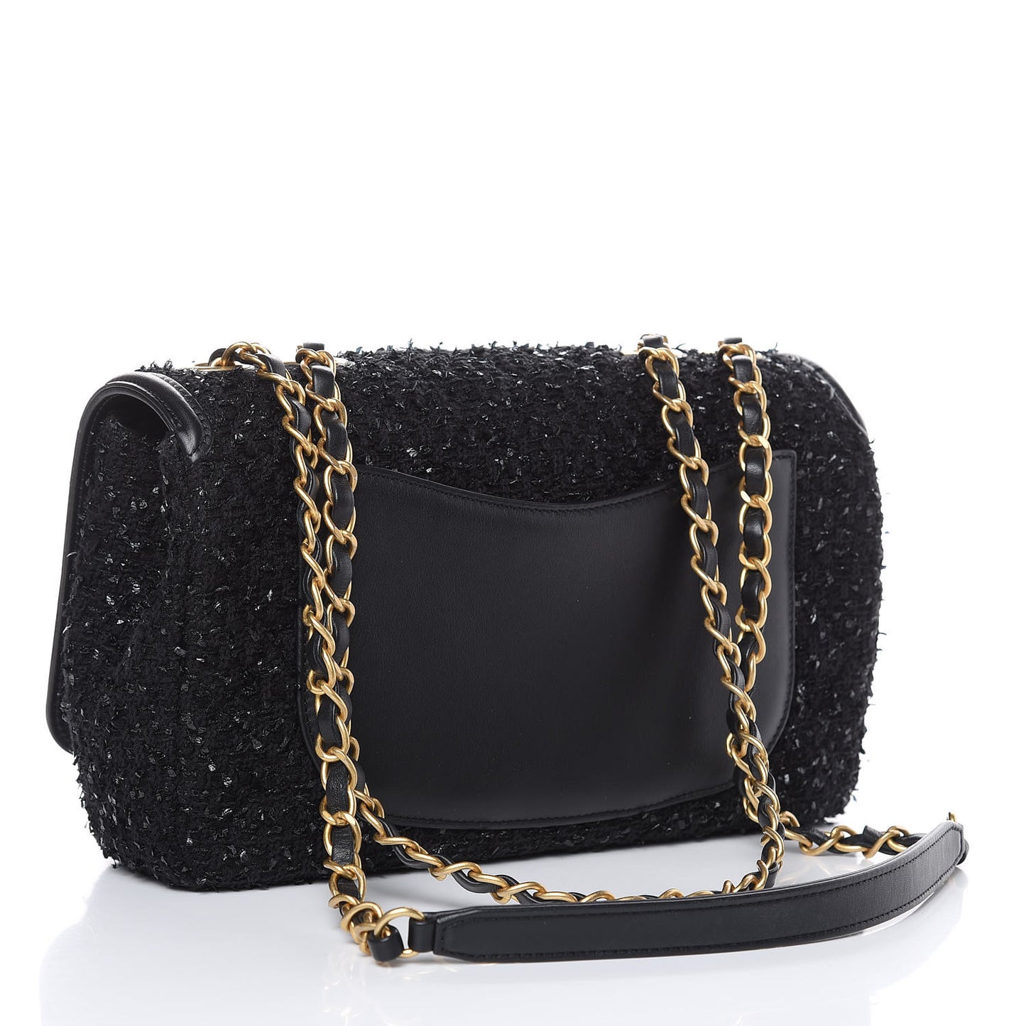 Tweed Calfskin Quilted Medium CC Filigree Flap Black