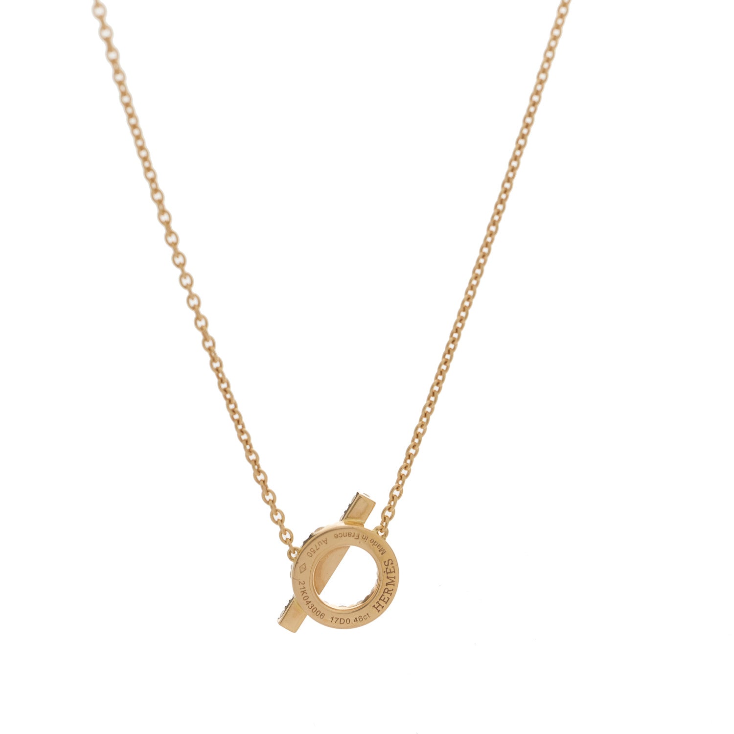 Hermes 18K Rose Gold Diamond Finesse Pendant Necklace 5 of 6