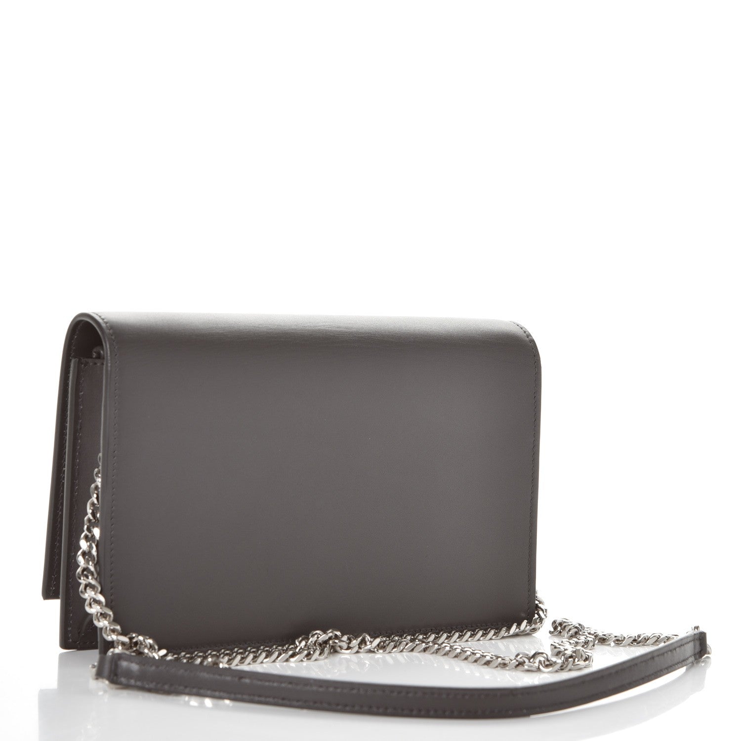 Saint Laurent Smooth Calfskin Classic Monogram Kate Tassel Chain Wallet Grey 3 of 7