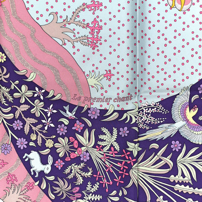 Hermes Silk Le Premier Chant Scarf 90 Violet Bleu Glacier 3 of 6