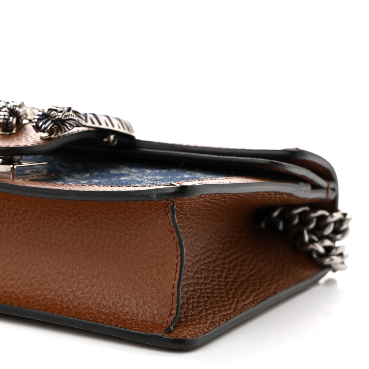New Denim GG Monogram Dollar Calfskin Enamel Mini Dionysus Shoulder Bag Blue Tea Cuir Epilog Electric Blue