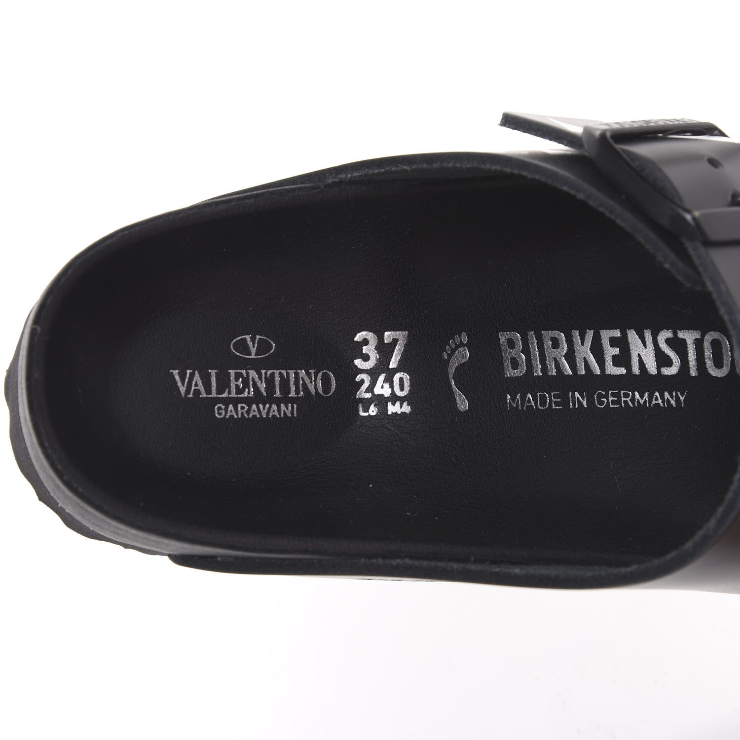 Valentino Garavani Calfskin VLTN Birkenstock Slide Sandals 37 Black 7 of 7