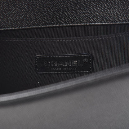 Chanel Caviar Chevron Quilted Medium Boy Flap Black 5 of 9