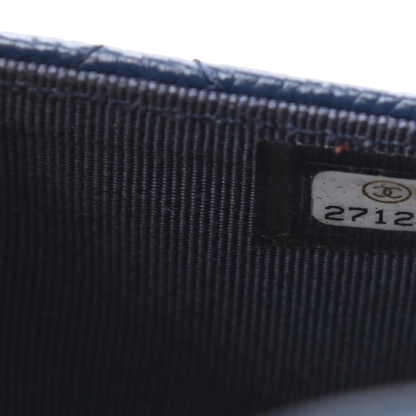 Caviar Quilted Flap Card Holder Navy Blue