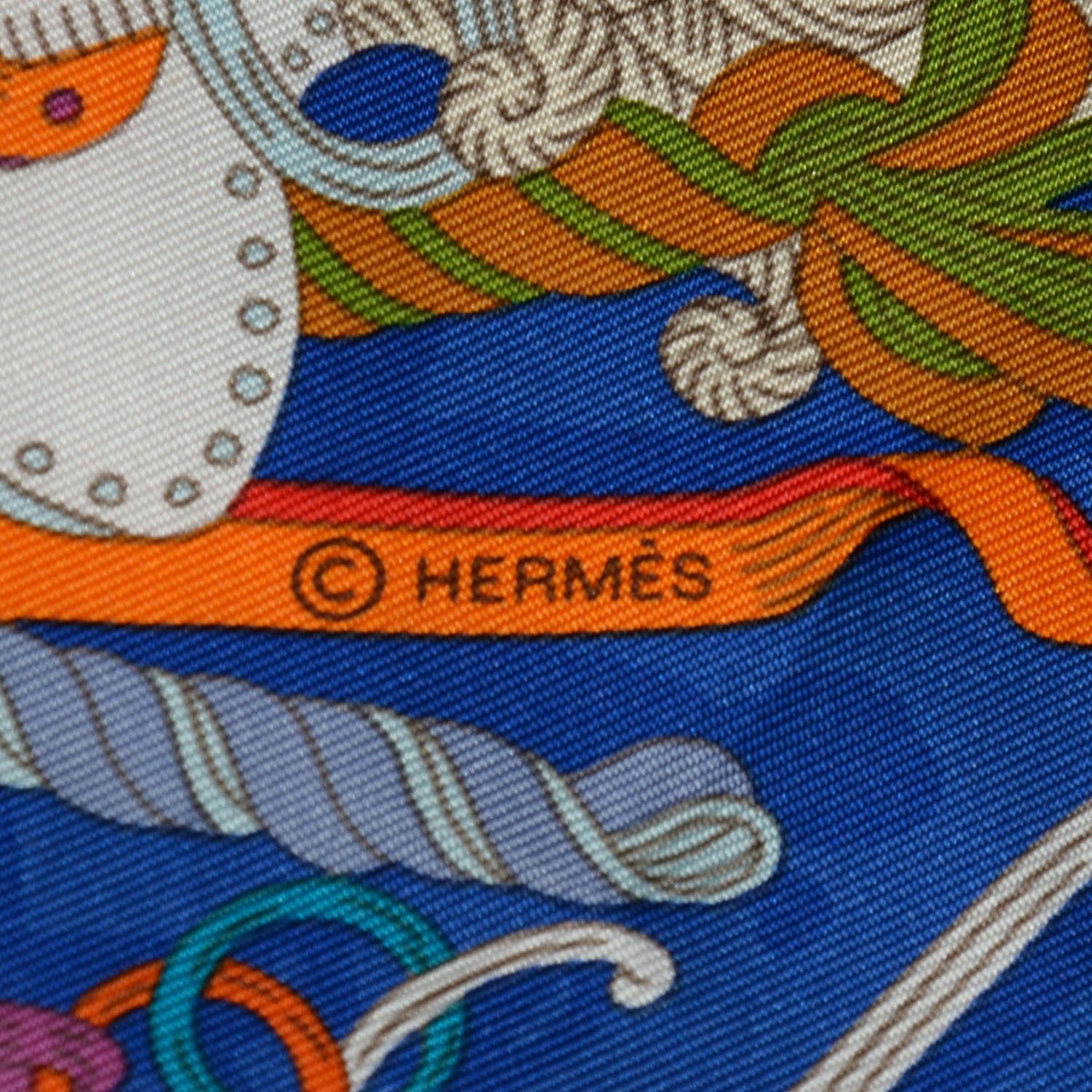 Hermes Silk Bouquets Sellier Scarf 90 Bleu Royal Rouge 4 of 6