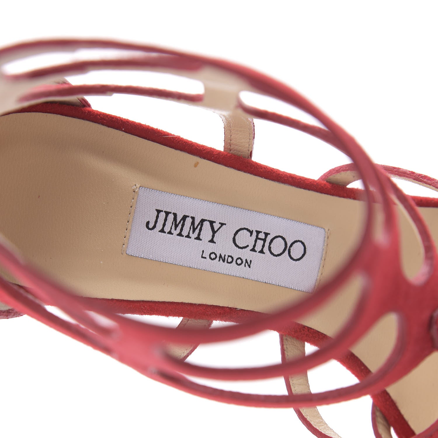 Jimmy Choo Suede Ren 35 Sandals 38.5 Red 7 of 8