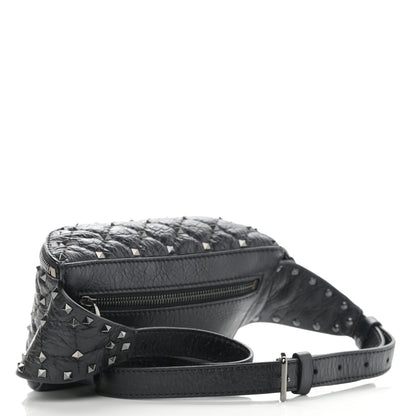 Valentino Garavani Craquele Nappa Rockstud Spike Belt Bag Black 2 of 9