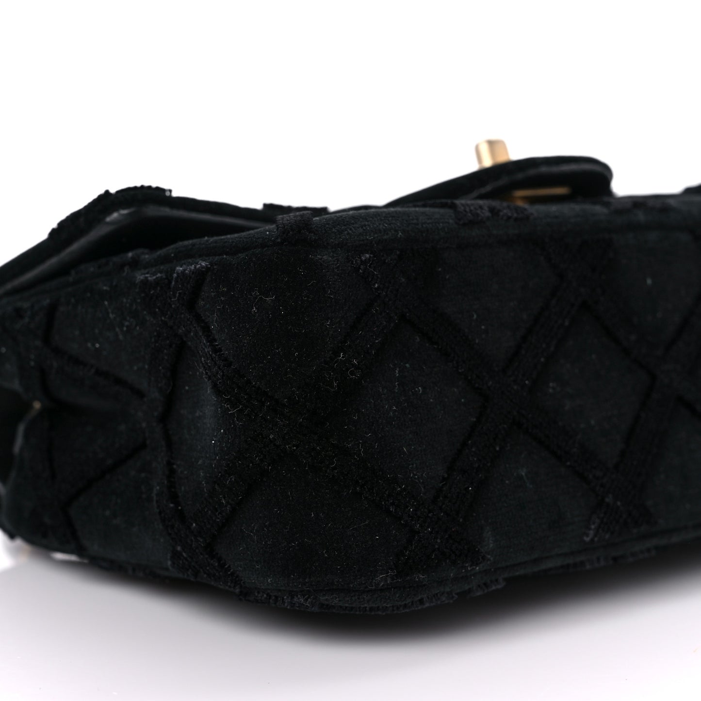 Velvet Quilted Mini Rectangular Flap Black