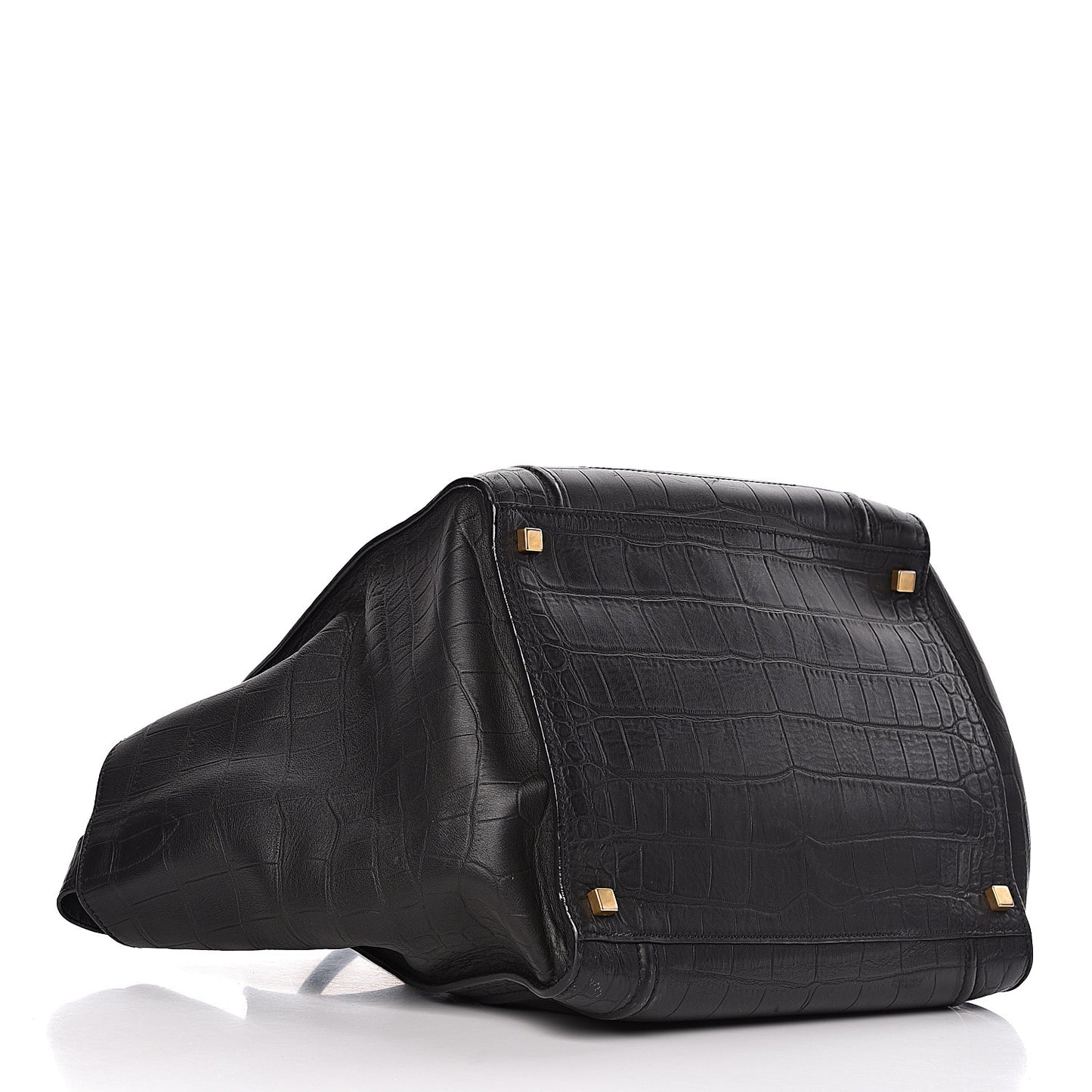 Crocodile Embossed Calfskin Medium Phantom Luggage Black