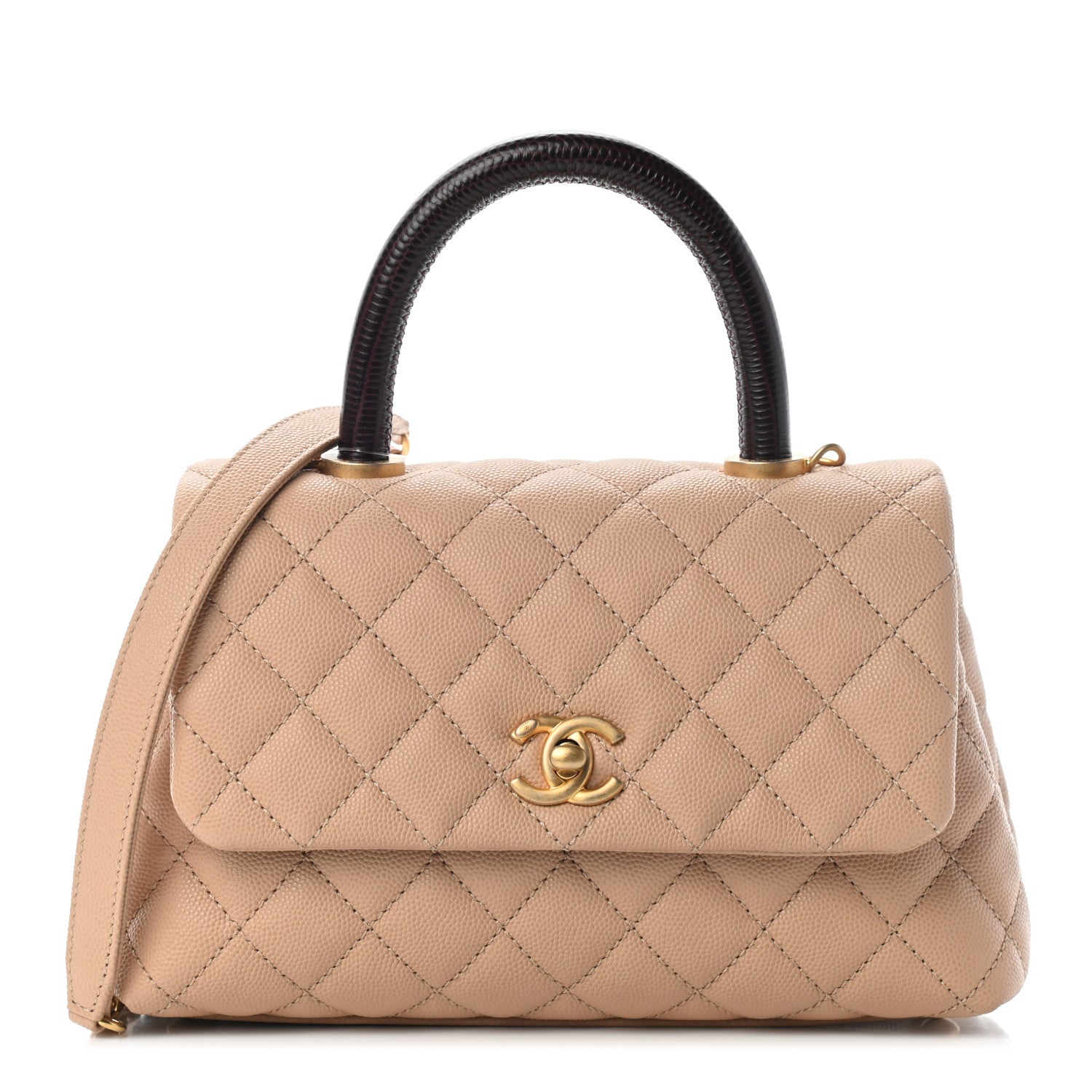 Chanel Caviar Lizard Embossed Quilted Mini Coco Handle Flap Beige 1 of 9