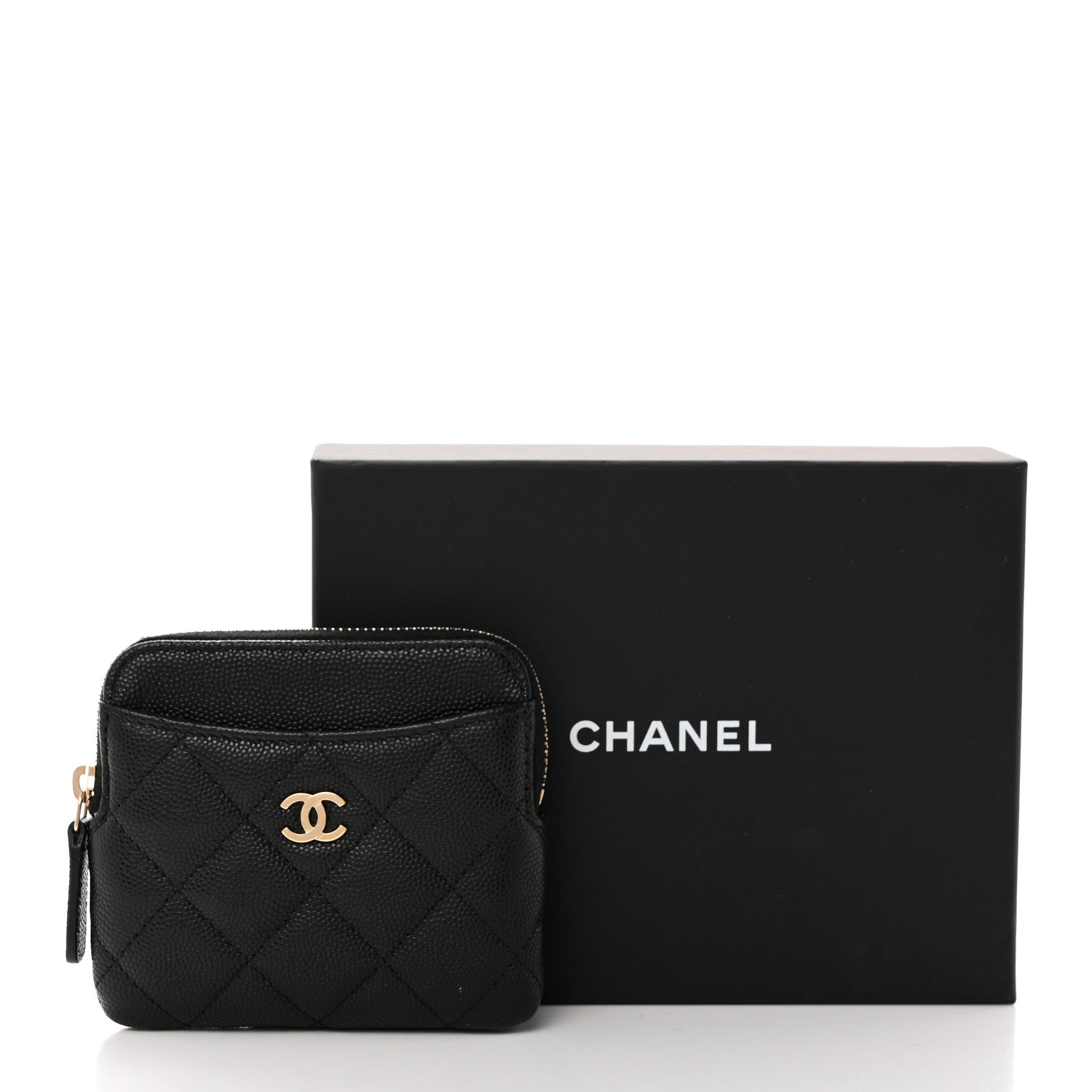 Chanel Caviar Quilted Zip Card Holder Wallet Black 8 of 8