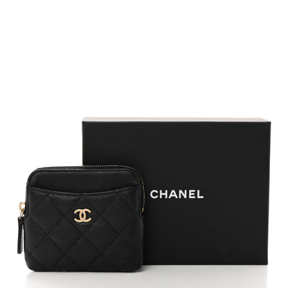 Chanel Caviar Quilted Zip Card Holder Wallet Black 8 of 8