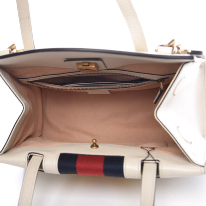 Gucci Grained Calfskin Web Stripe Butterfly Medium Totem Top Handle Bag White 5 of 10
