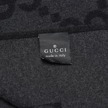 Gucci Wool Cashmere GG Monogram Blanket Grey Black 4 of 4