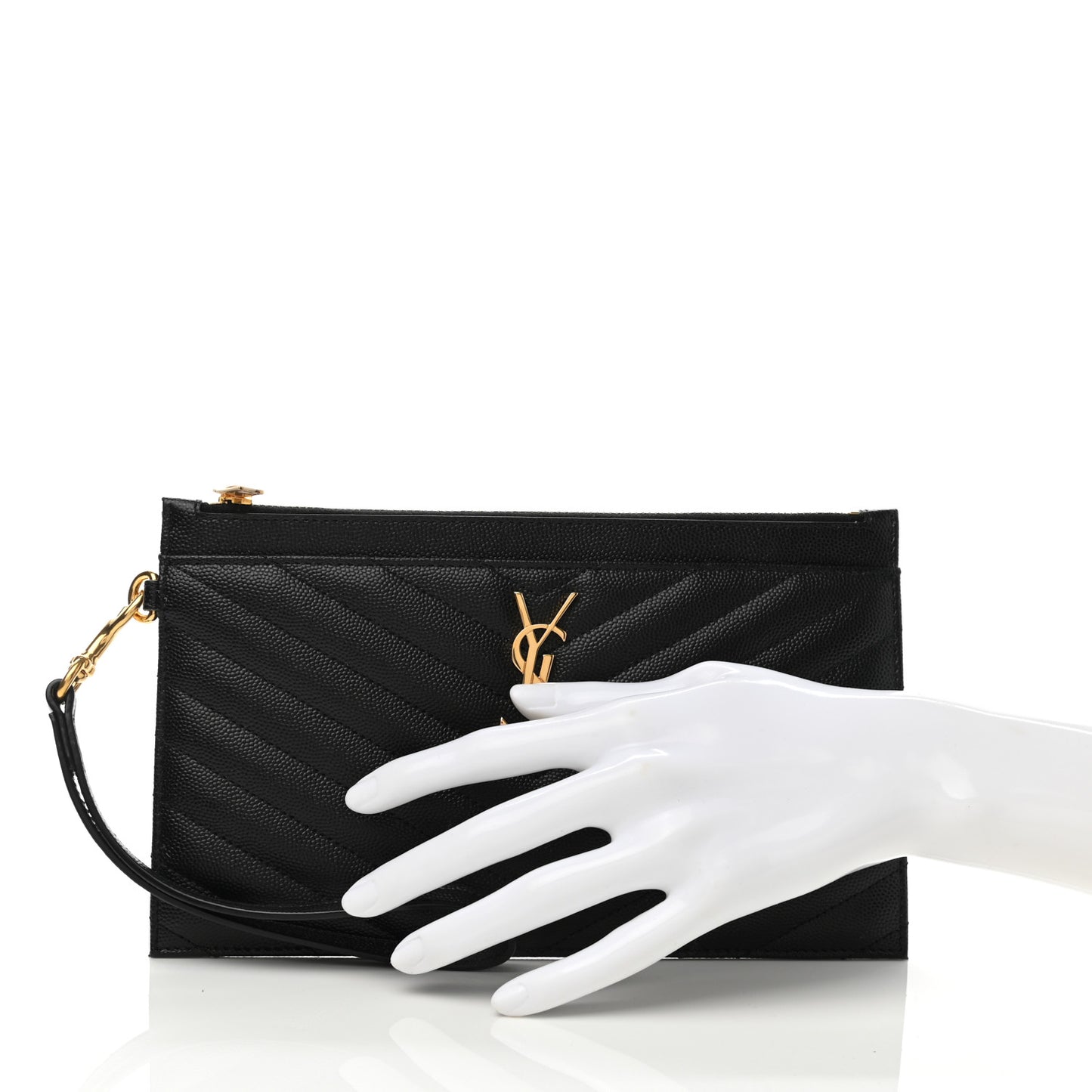Grain De Poudre Chevron Monogram Large Bill Pouch Black