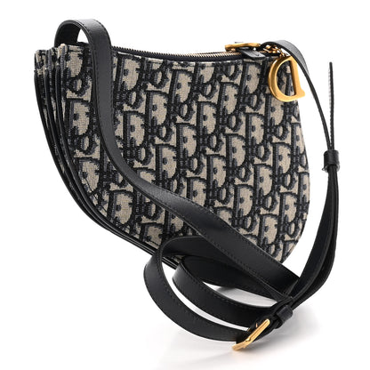 Christian Dior Oblique Saddle Pouch With Strap Navy Blue 3 of 16