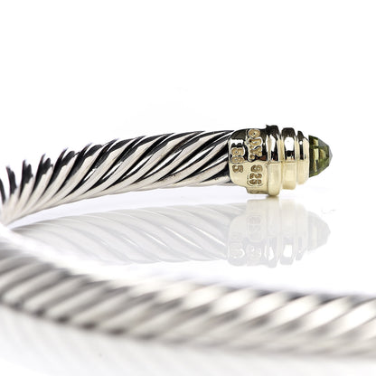 David Yurman Sterling Silver 14K Yellow Gold Peridot 5mm Cable Classics Bracelet 4 of 5